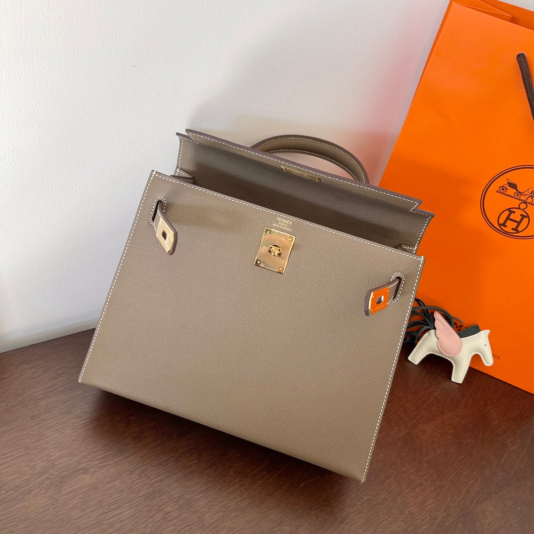 HM KELLY 28CM ETAIN EPSOM LEDER GOLDENE BESCHLÄGE