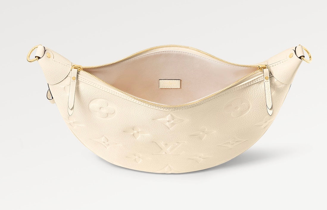 LOOP HOBO 38 CREMEMONOGRAM EMPREINTE LEDER GOLDENE BESCHLÄGE