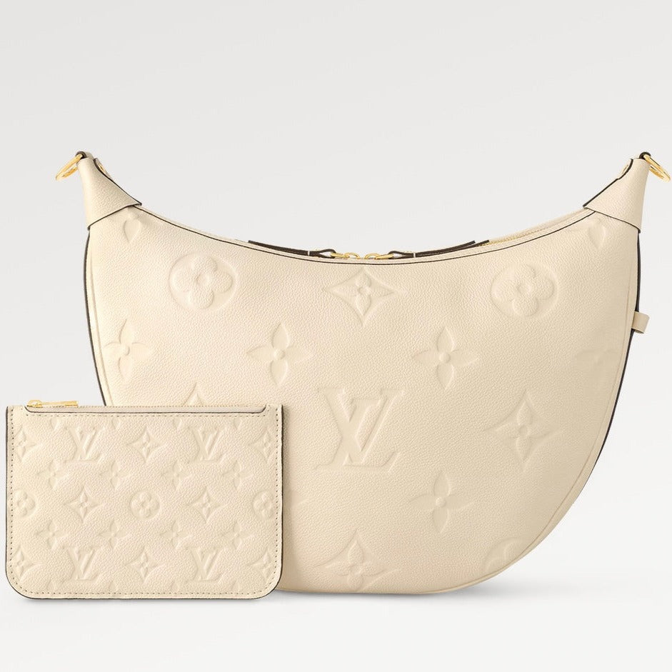 LOOP HOBO 38 CREMEMONOGRAM EMPREINTE LEDER GOLDENE BESCHLÄGE