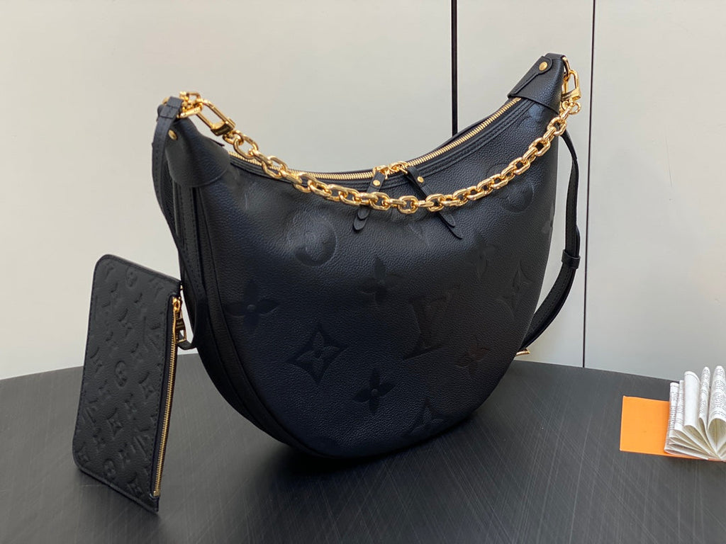 LOOP HOBO 38 SCHWARZ MONOGRAM EMPREINTE LEDER GOLDENE BESCHLÄGE