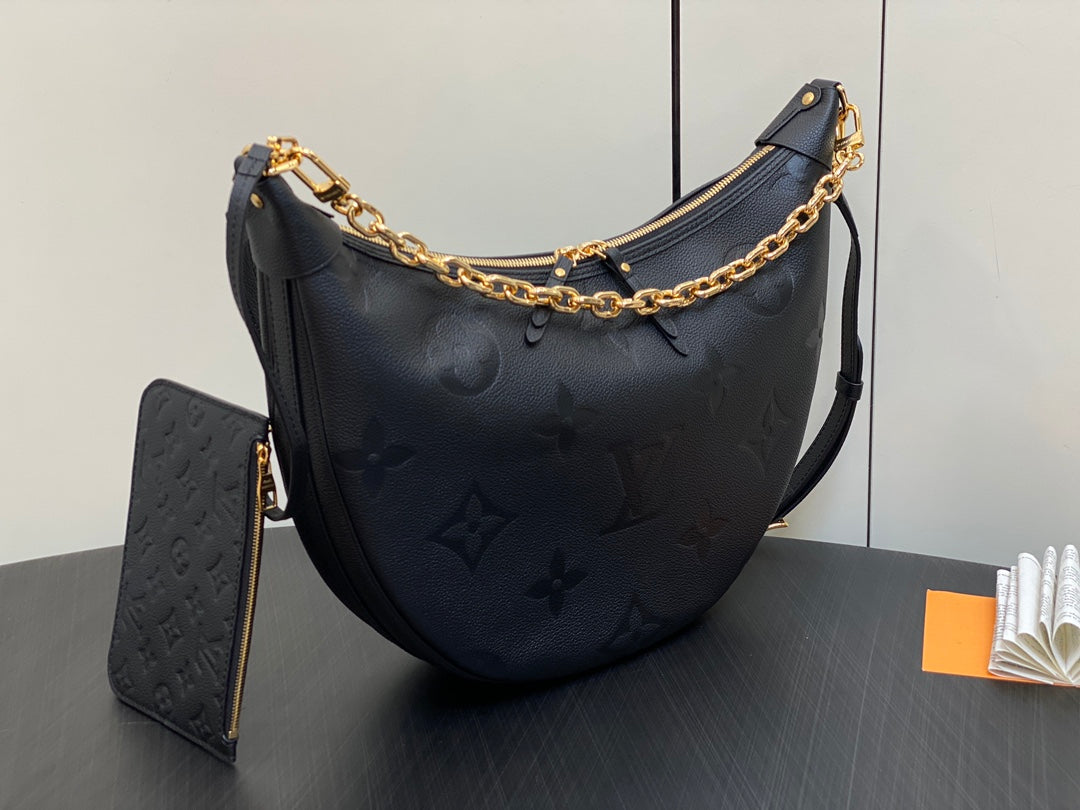 LOOP HOBO 38 SCHWARZ MONOGRAM EMPREINTE LEDER GOLDENE BESCHLÄGE