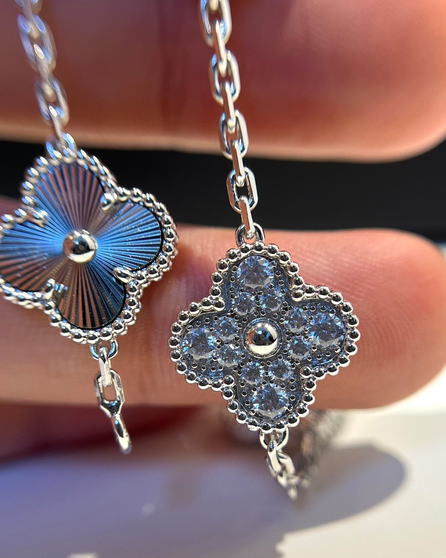 ®Jewelicorn®クローバー 5モチーフ シルバー ダイヤモンド ブレスレット