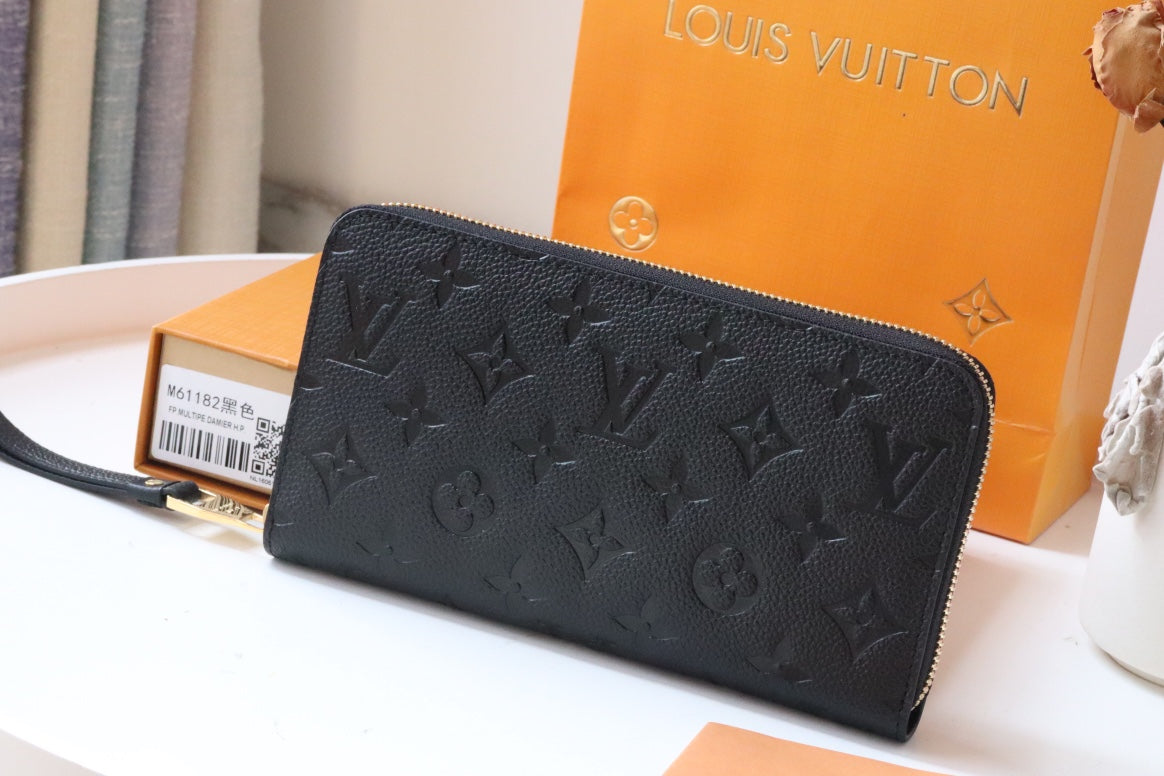 LV ZIPPY GELDBÖRSE LANGE TASCHE SCHWARZ MONOGRAM EMPREINTE LEDER