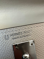 HM KELLY MINI 20 WEISS ETAIN EPSOM SILBERBESCHLÄGE