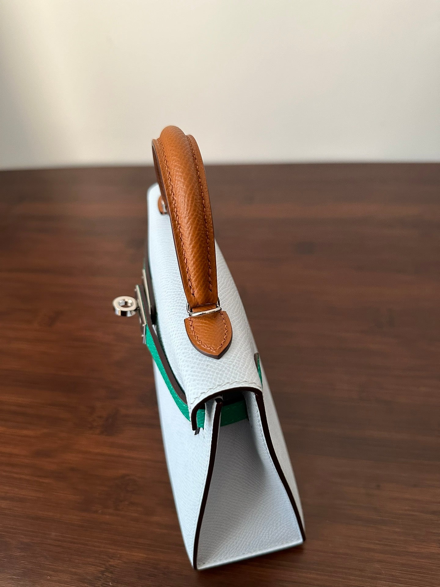 HM KELLY MINI 20 WOLKENBLAU EPSOM SILBERNE BESCHLÄGE