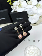 [⭐JeweliWhal]26C Pink Camellia Enamel Pendant with Double C Earrings