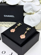 [⭐JeweliWhal]26C Pink Camellia Enamel Pendant with Double C Earrings