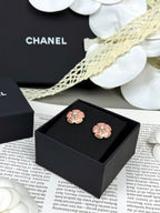 [⭐JeweliWhal]26C Pink Camellia Pearl Enamel Stud Earrings