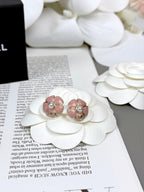 [⭐JeweliWhal]26C Pink Camellia Pearl Enamel Stud Earrings