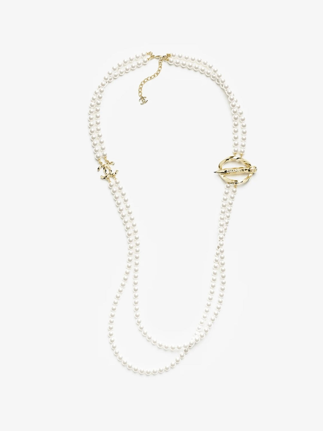 [⭐JeweliWhal]25K Pencil Double C Double-Layer Pearl Sweater Chain