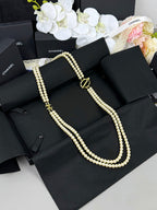 [⭐JeweliWhal]25K Pencil Double C Double-Layer Pearl Sweater Chain