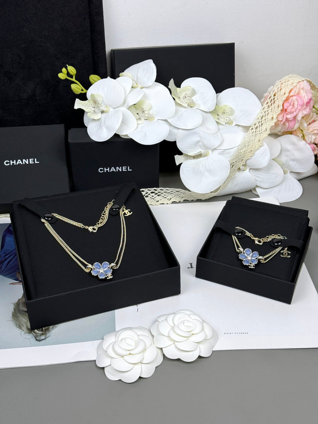 [⭐JeweliWhal]New Blue Floral Double-Layer Necklace