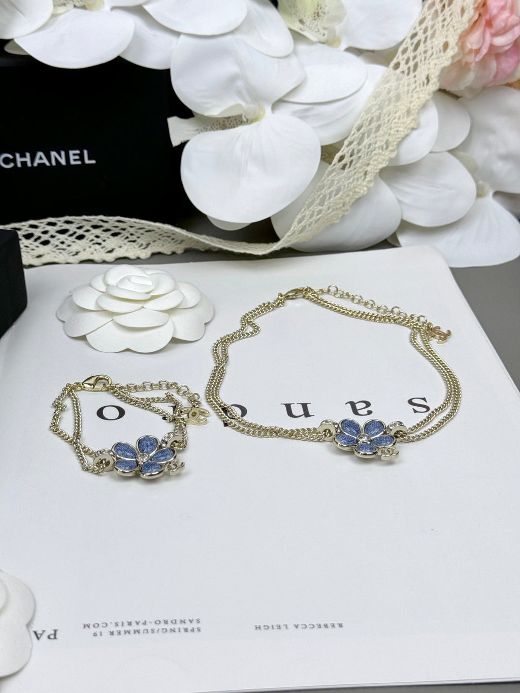 [⭐JeweliWhal]New Blue Floral Double-Layer Necklace