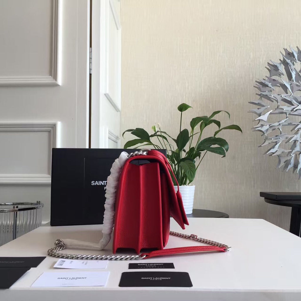 SUNSET 22 HANDBAG IN CHERRY RED CALFSKIN