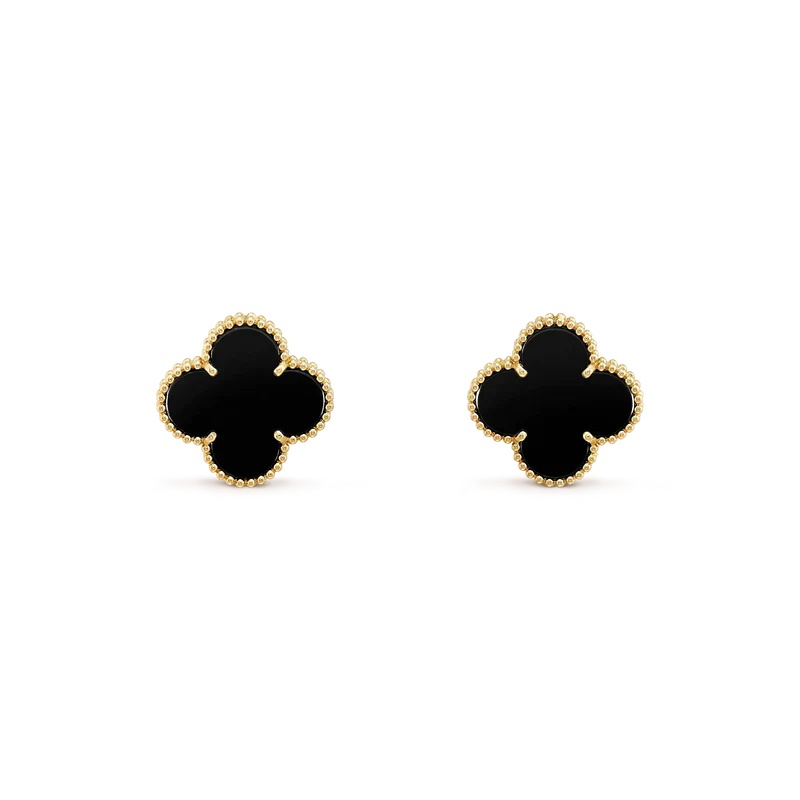 Jewelicorn – Ohrstecker mit Kleeblattmotiven, mittelgroß, 1-teilig, Onyx