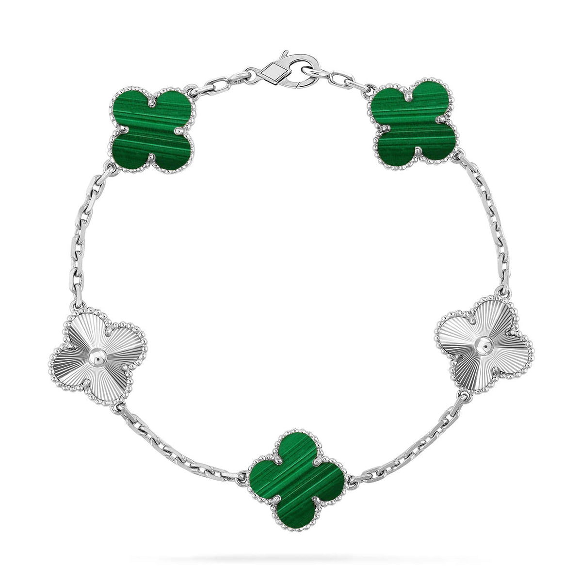 [⭐JeweliWhal] CLOVER 5 MOTIF MALACHITE BRACELET COLLECTION