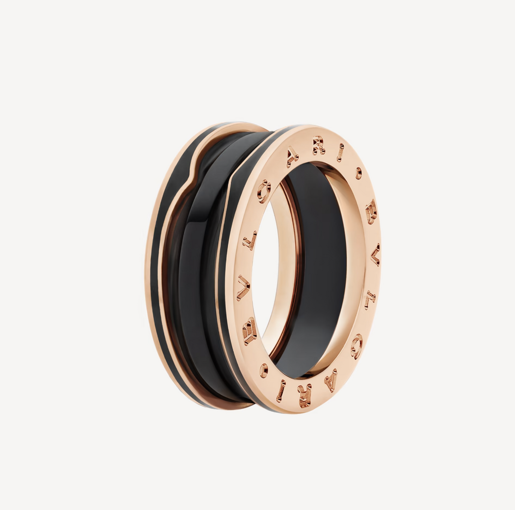 Jewelicorn ZERO 1 Zweibandring mit mattschwarzer Keramik und roségoldenem Ring