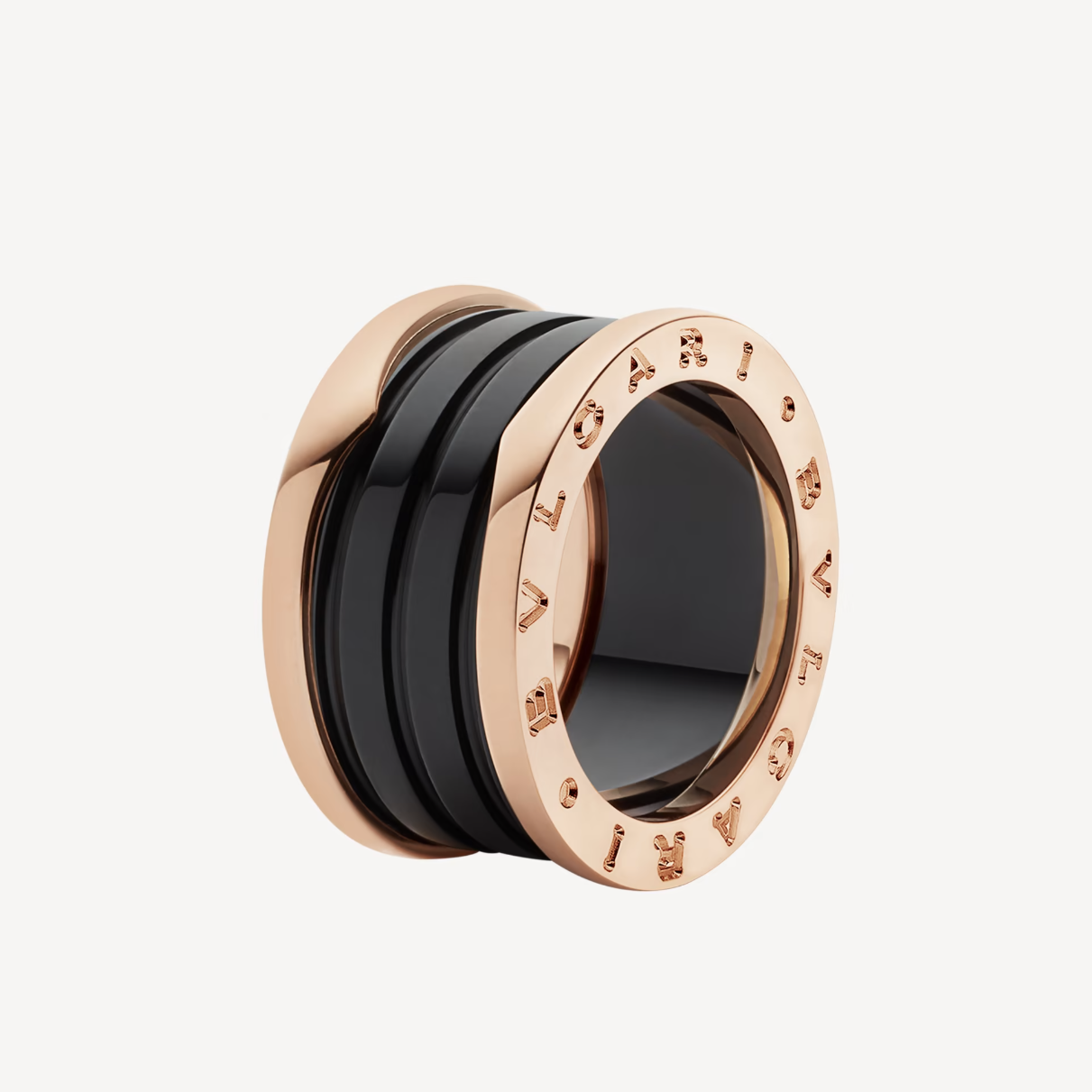 ¡®Jewelicorn¡¯ZERO 1 FOUR-BAND LOOPS AND BLACK CERAMIC SPIRAL PINK GOLD RING