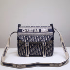 CAMP DOUBLE BUCKLE BAG 28 IN NAVY BLUE MONOGRAM OBLIQUE JACQUARD