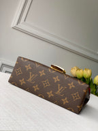 LOCKY BB 21 IN BRAUNER MONOGRAMM-CANVAS UND ROTES KALBSLEDER MIT GOLDENER SCHNALLE