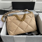 CC LARGE 30 FLAP BAG IN BEIGE CREAM LAMBSKIN