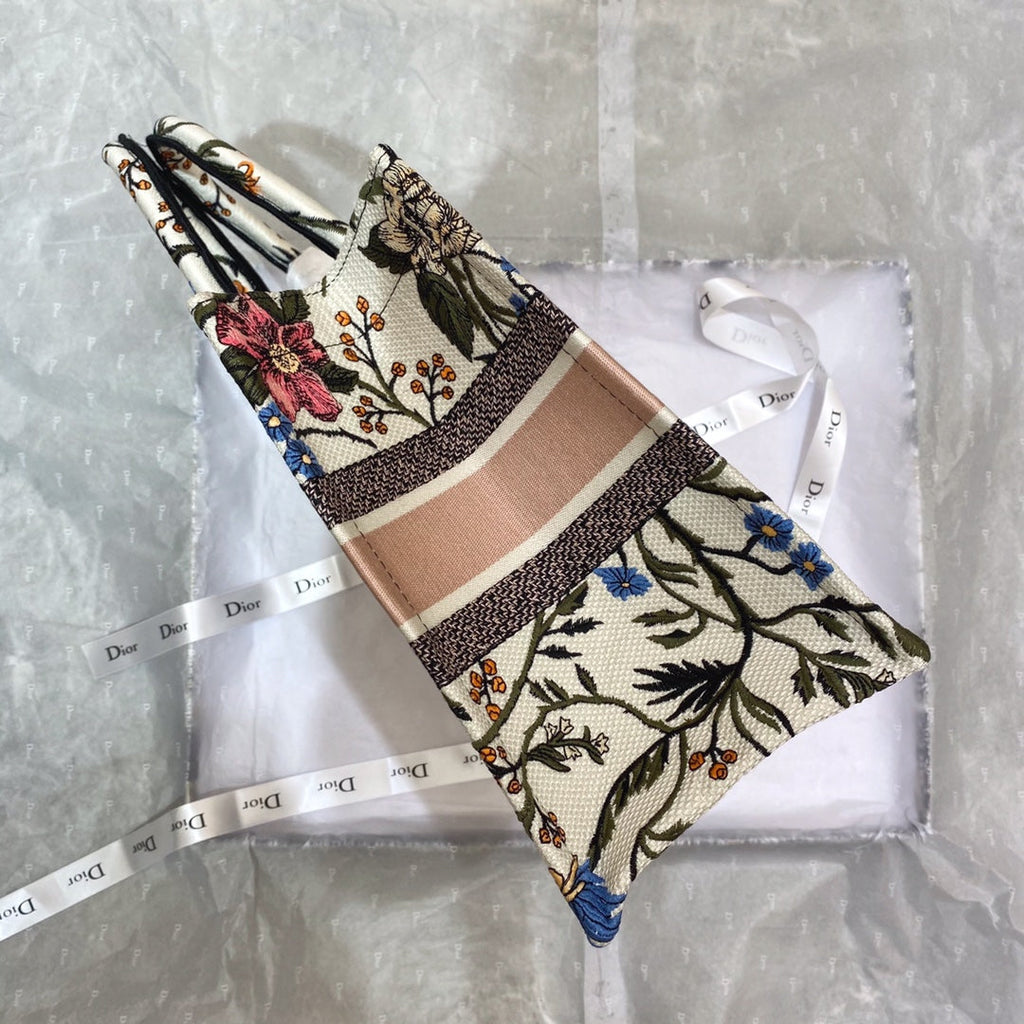 MITTLERE BUCHTASCHE 36 IN BEIGE BAUMWOLLE MIT MEHRFARBIGER STICKEREI