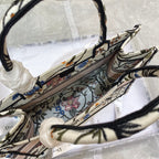 MITTLERE BUCHTASCHE 36 IN BEIGE BAUMWOLLE MIT MEHRFARBIGER STICKEREI