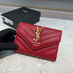 MONOGRAM 12 CHERRY RED CALFSKIN CARD HOLDER