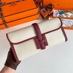 JIGE ELAN 29 CLUTCH IN WHITE CALFSKIN WITH GARNET RED LIZARD SKIN (MADE-TO-ODER)
