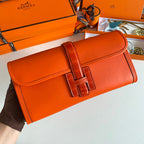 JIGE ELAN 29 CLUTCH IN BRIGHT ORANGE CALFSKIN WITH LIZARD SKIN (MADE-TO-ODER)