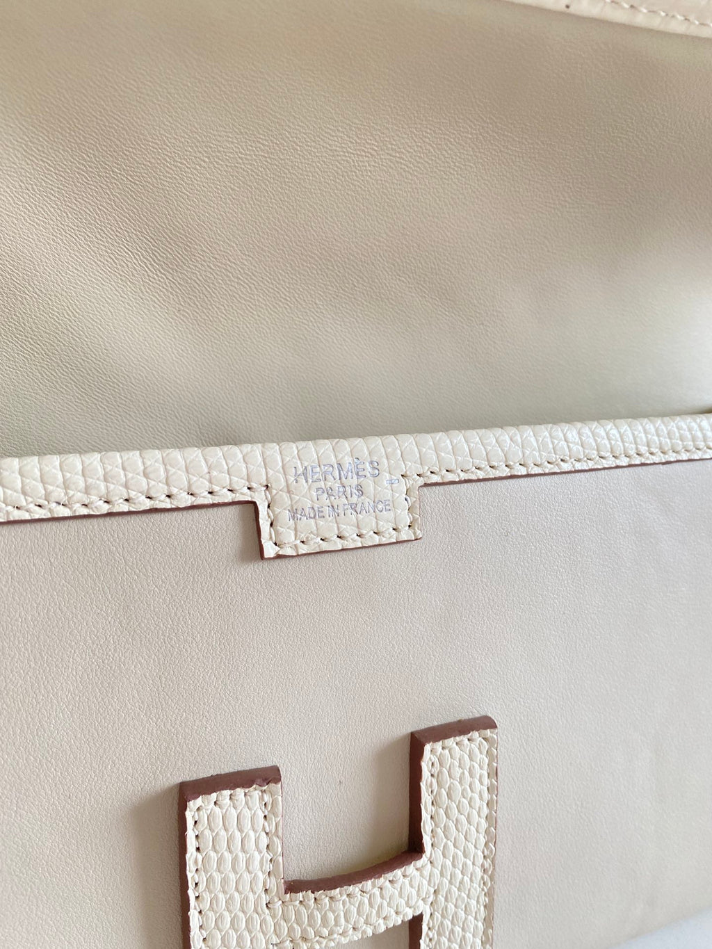 JIGE ELAN 29 CLUTCH IN BISQUE BEIGE CALFSKIN WITH LIZARD SKIN (MADE-TO-ODER)