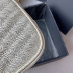 LOU MINI CAMERA BAG 19 IN WHITE CAVIAR PATTERN CALFSKIN GOLD HARDWARE