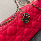 CARO SLIM POUCH 21 BAG IN CHERRY RED CALFSKIN