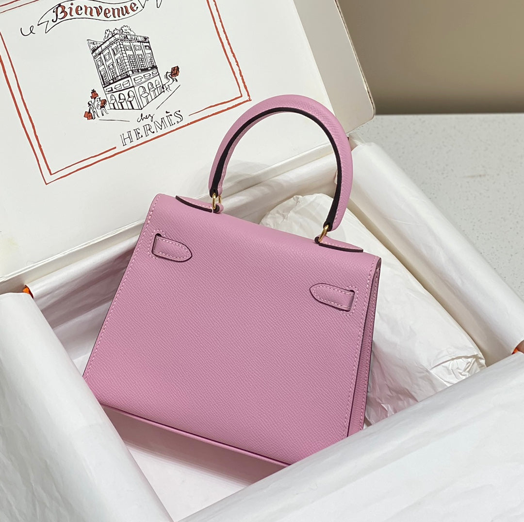 KELLY MINI 20 BAG IN BABY PINK CALFSKIN WITH GOLD HARDWARE (MADE-TO-ODER)