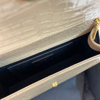 KATE TASSEL 24 CROCODILE PATTERN CALFSKIN BEIGE CREAM WITH GOLD LOGO