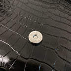 KATE TASSEL 24 CROCODILE PATTERN CALFSKIN BLACK WITH SILVER LOGO