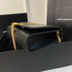KATE TASSEL 24 BLACK CALFSKIN WITH GOLD LOGO