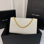 KATE TASSEL 24 WHITE CALFSKIN WITH GOLD LOGO