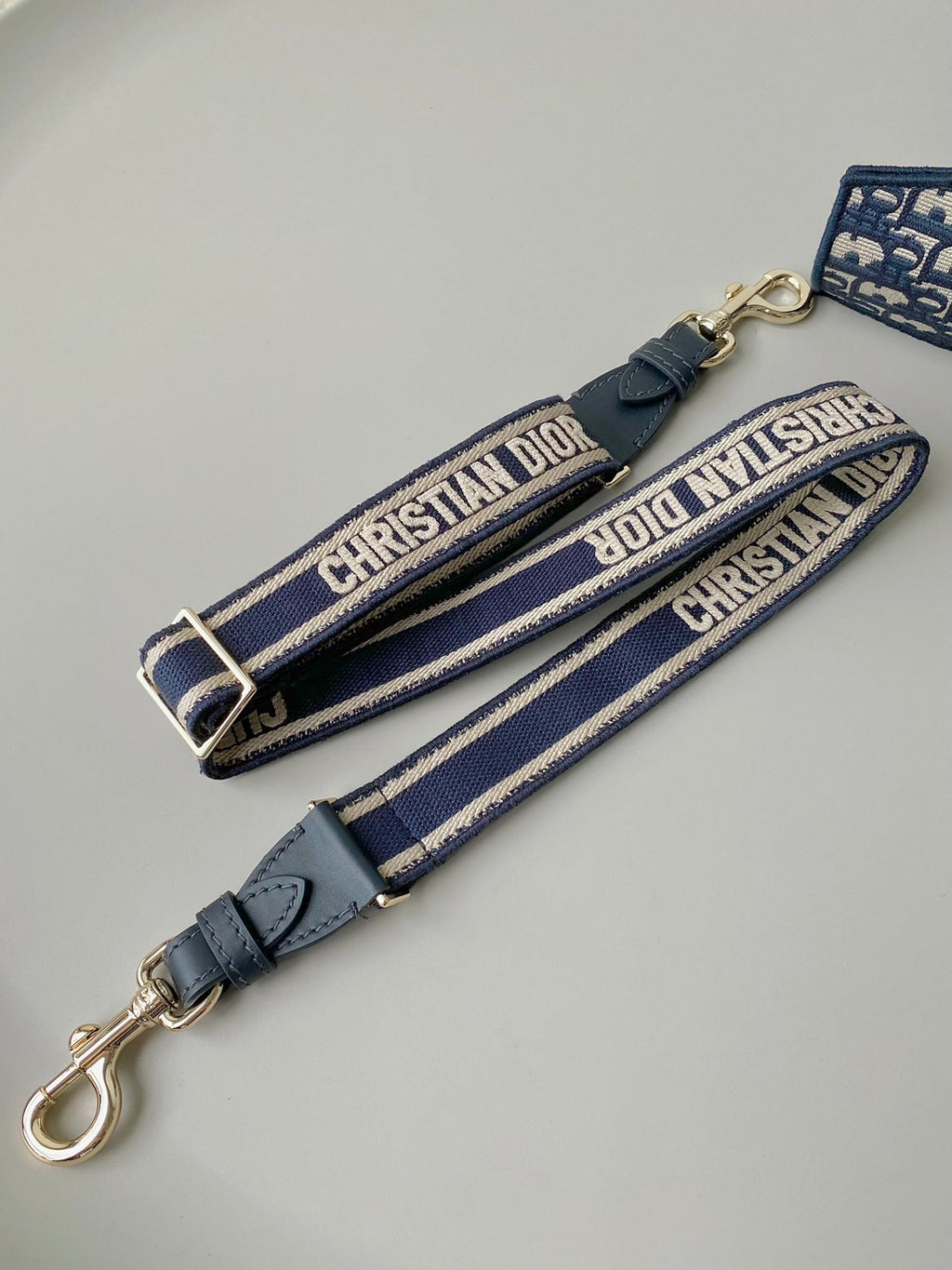 MITTLERE DIORCAMP-TASCHE 28 SCHRÄGE BLAUE STICKEREI