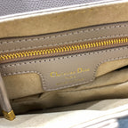 CD Saddle Bag Strap Warm Taupe Grained Brown Calfskin