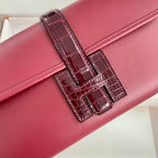 JIGE ELAN 29 CLUTCH IN CHERRY RED CALFSKIN WITH WINE RED LIZARD SKIN (MADE-TO-ODER)