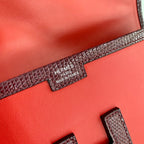 JIGE ELAN 29 Clutch aus bonbonrotem Kalbsleder mit weinrotem Eidechsenleder (auf Bestellung gefertigt)