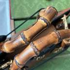 DIANA MEDIUM TOTE BAG 27 IN BROWN CALFSKIN BAMBOO HANDLES