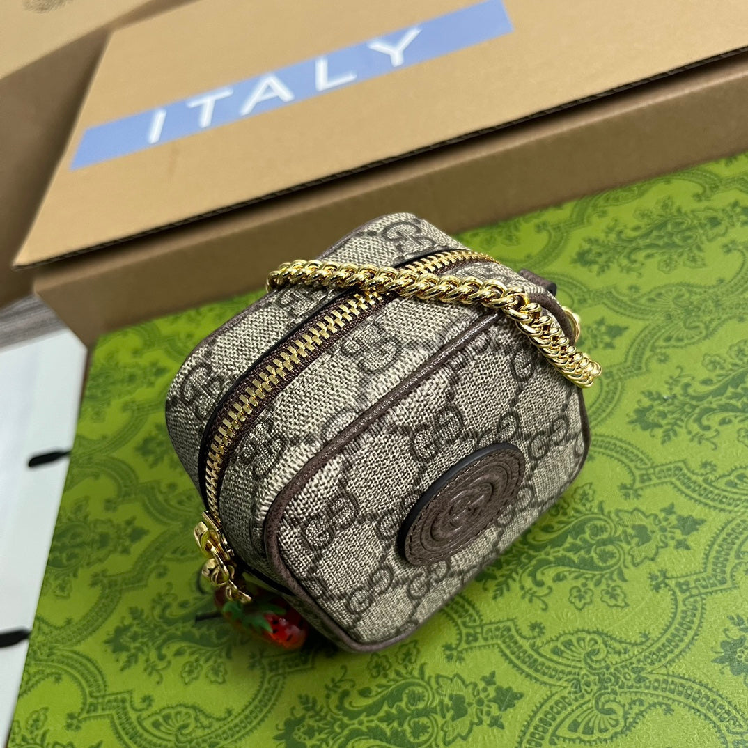 GG SUPERMINI 3 BOX BAG IN BEIGE CANVAS