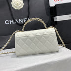 23P Klappentasche 19 cm Weiß Caviar Goldbeschläge 