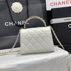 23P Klappentasche 15 cm Weiß Caviar Goldbeschläge 