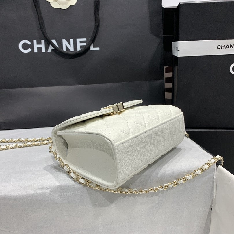 23P Klappentasche 15 cm Weiß Caviar Goldbeschläge 