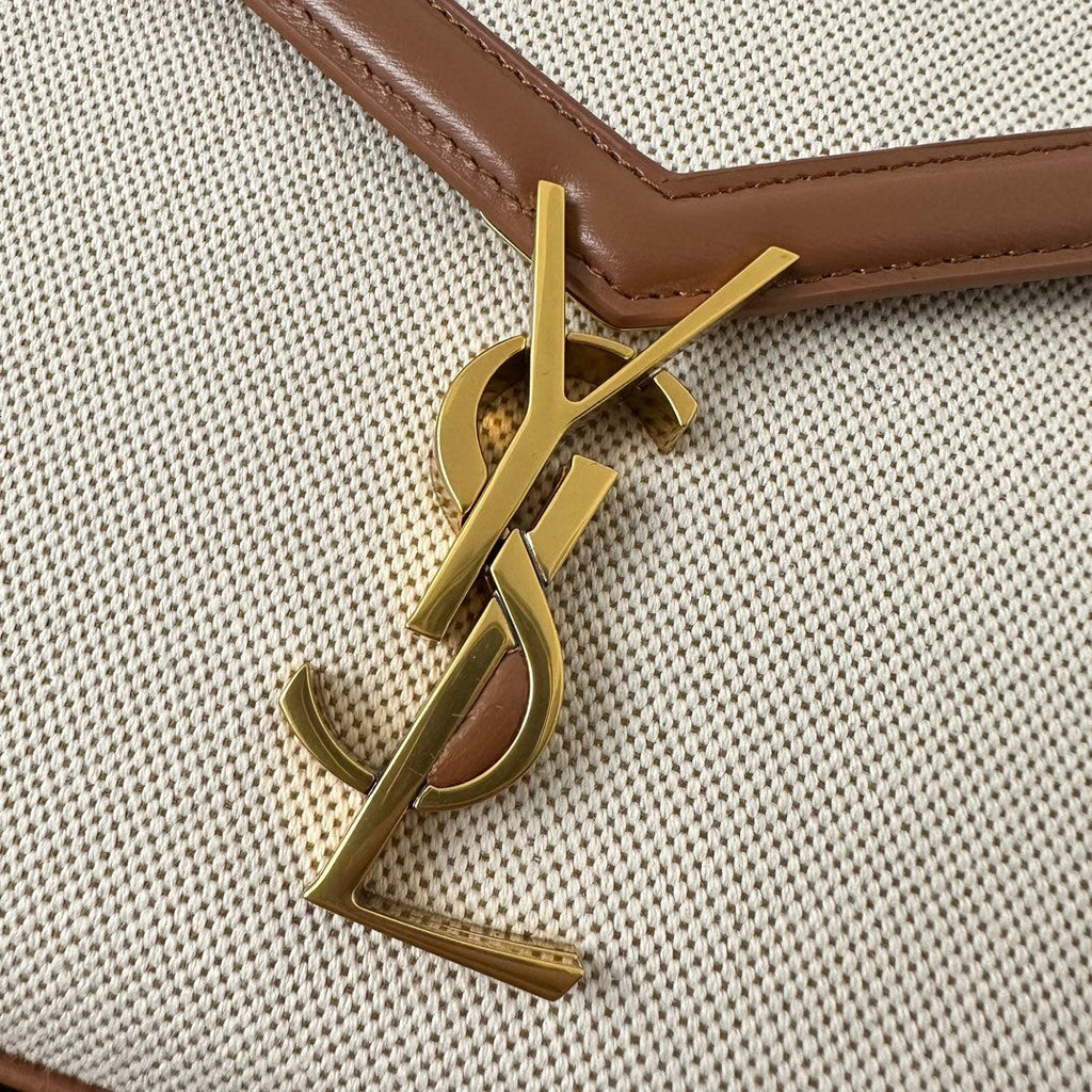 CASSANDRA 20 WEISSES BAUMWOLL-LEINEN UND BRAUNES KALBSLEDER