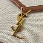 CASSANDRA 20 WEISSES BAUMWOLL-LEINEN UND BRAUNES KALBSLEDER