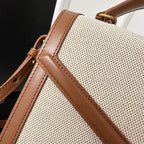 CASSANDRA 20 WEISSES BAUMWOLL-LEINEN UND BRAUNES KALBSLEDER